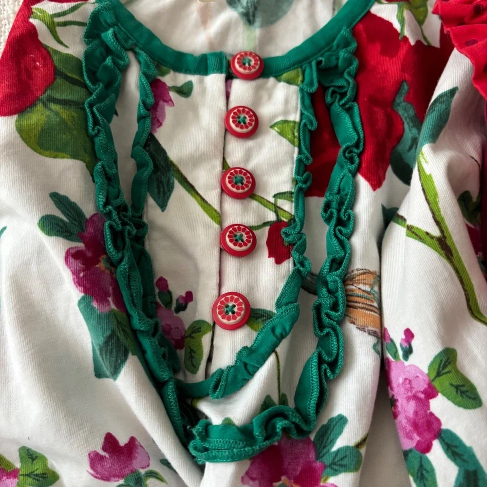 Matilda Jane Girls Dress Lot of 3 Size 6 Floral Polka Dot Plaid Tiered Ruffle